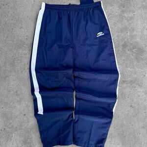 Y2K Baggy Brooks navy track pants Size S wide leg baggy nylon pants zipper leg